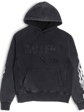 Gallery Black Flame-Sleeve Pullover Hoodie